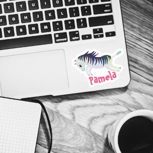 Conjunto de 4 Adesivos de Nome de Zebra Personaliz