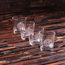 Conjunto de 4 Círculos Gravados Monogramas Whiskey