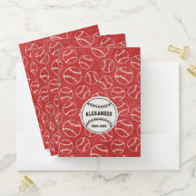 Conjunto de 5 Pastas de bolso de basebol com gramp