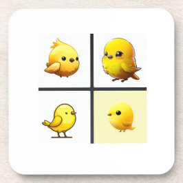 Conjunto de 6 aves porta copos amarelas pequenas d