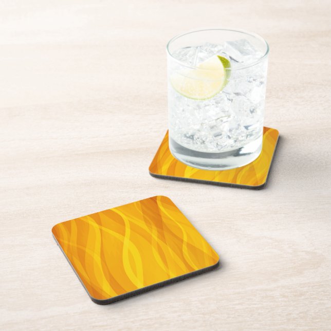 Conjunto de 6 porta-copos amarelos com ondas de te (Lado Direito)