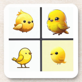 Conjunto de 6 porta copos com aves amarelas bonita