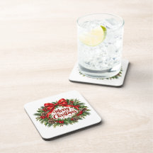 Conjunto de 6 porta-copos de Natal com coroa