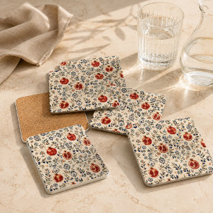 Conjunto de 6 Porta-Copos Mosaico de Romã Mediterr