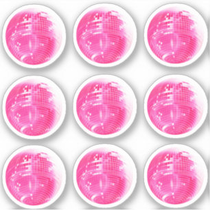 Conjunto de 9 adesivos de bola de espelho rosa fof