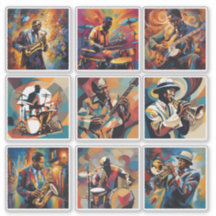 Conjunto de 9 Adesivos de Músicos de Jazz