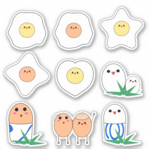 Conjunto de 9 adesivos de ovo kawaii em vinil