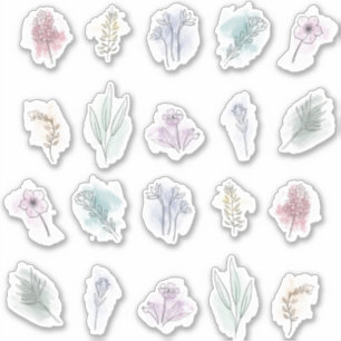 Conjunto de adesivo de buquês de aquarelas