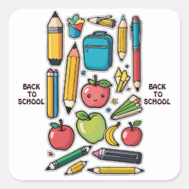 Conjunto de Adesivos Back-to-School - Itens Colori