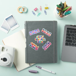 Conjunto de Adesivos Coloridos de Ano Novo Feliz 2