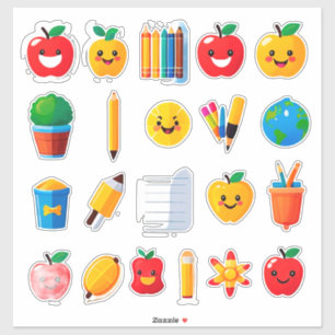 Conjunto de Adesivos Coloridos e Fofos para Escola