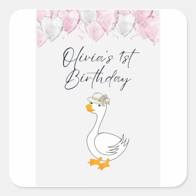 Conjunto de Adesivos de 1º Aniversário | Pato e Ba (Frente)