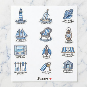 Conjunto de adesivos de aniversário de marinheiro 