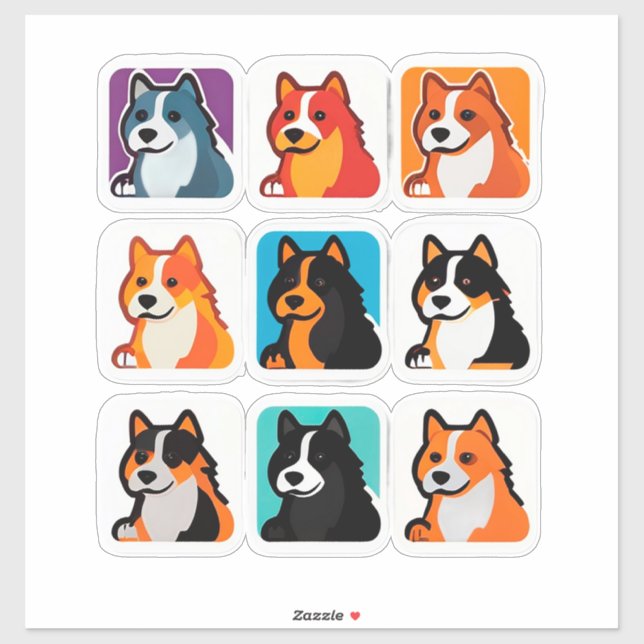 Conjunto de Adesivos de Cachorro de Desenho Animad (Folha)