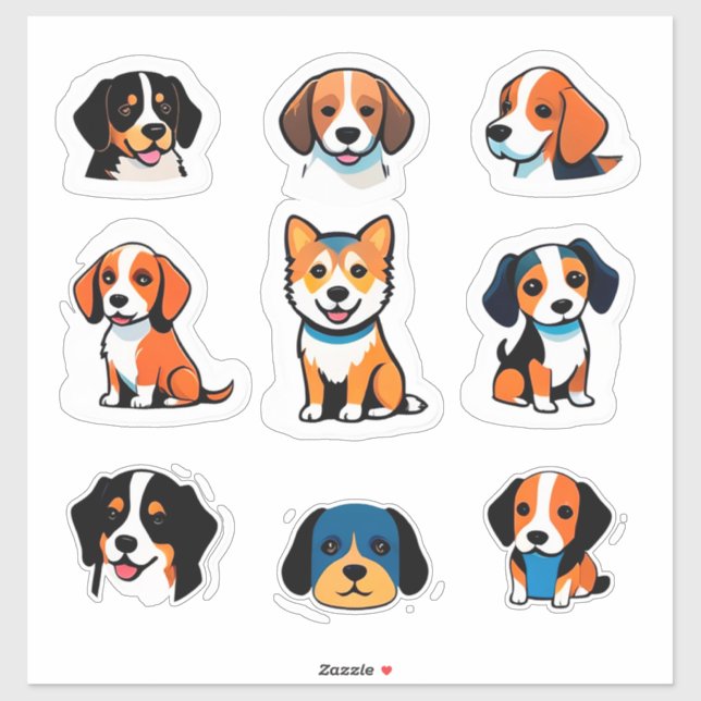 Conjunto de Adesivos de Cachorro de Desenho Animad (Folha)