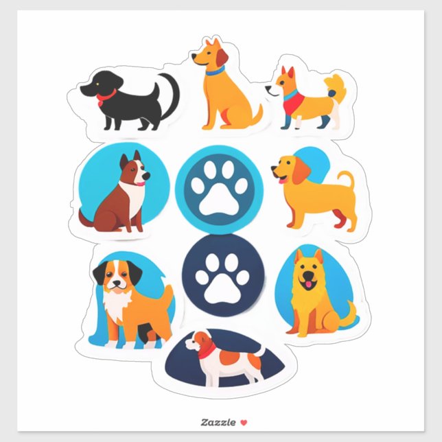 Conjunto de Adesivos de Cachorro de Desenho Animad (Folha)
