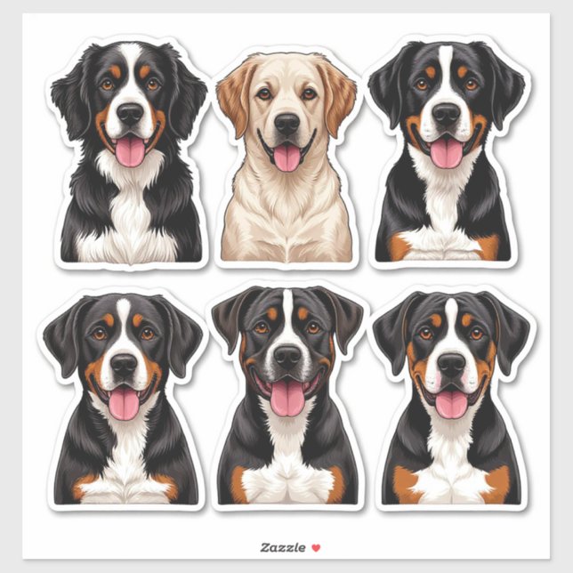 Conjunto de adesivos de cães com rosto detalhado (Folha)