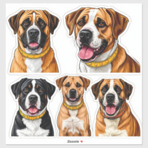 Conjunto de adesivos de cães com rosto detalhado