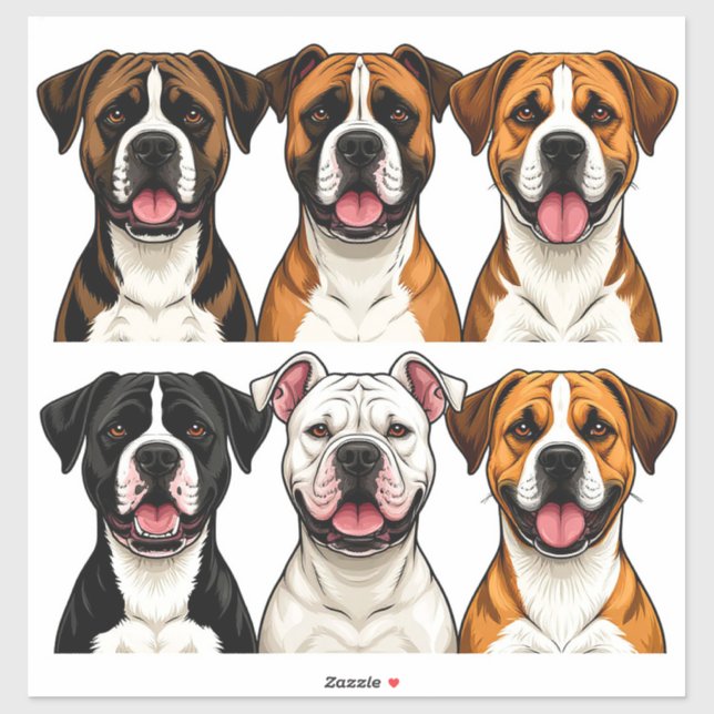 Conjunto de adesivos de cães com rosto detalhado (Folha)