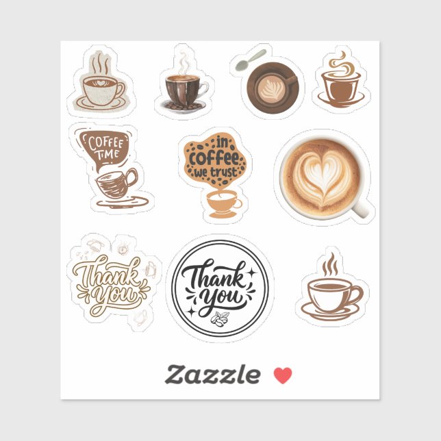 Conjunto de Adesivos de Café Vintage Marrom Obriga (Folha)