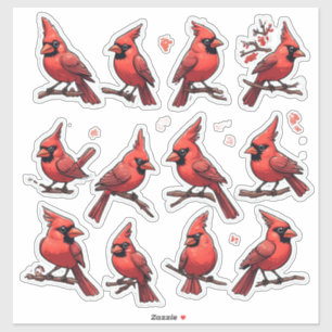 Conjunto de Adesivos de Cardinal Vermelho – Decora