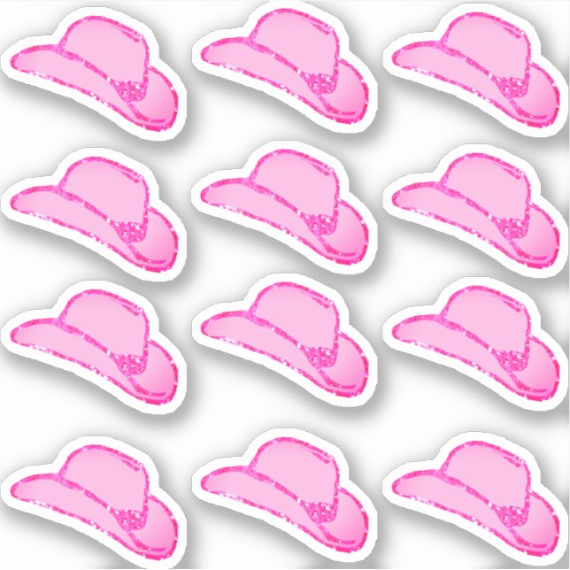 Conjunto de Adesivos de Chapéu de Cowgirl Rosa com (Frente)