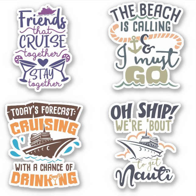 Conjunto de Adesivos de Cruzeiro 2 Navio de Férias (Frente)