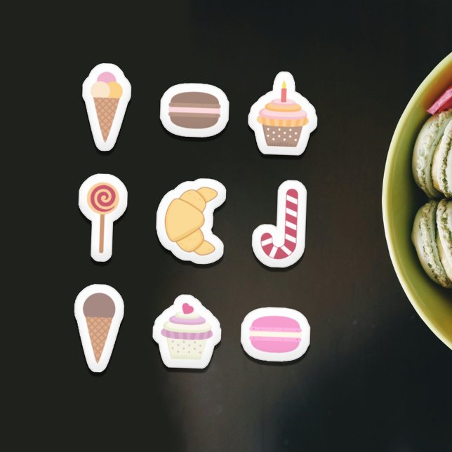 Conjunto de adesivos de deserto e tratamentos doce (Set of Dessert & Sweet Treats Stickers)