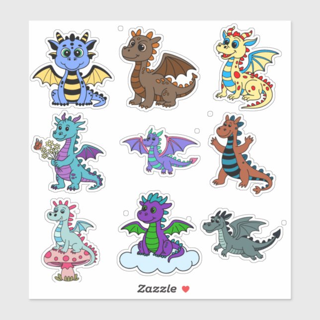 Conjunto de Adesivos de Dinossauro Vibrante para C (Folha)