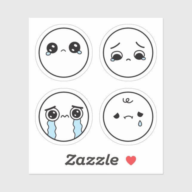 Conjunto de Adesivos de Emoji de Quatro Rostos Tri (Folha)