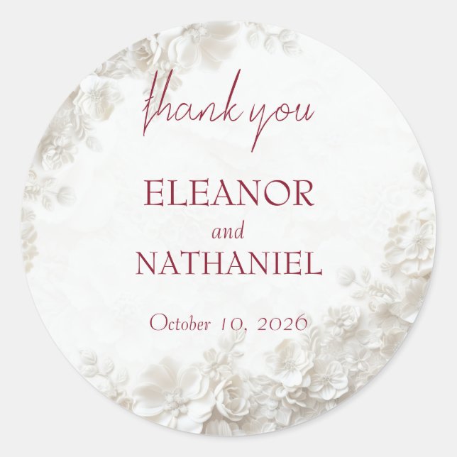 Conjunto de Adesivos de Favor de Casamento Floral  (Frente)