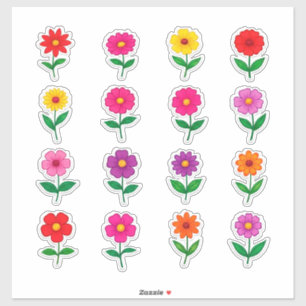 Conjunto de Adesivos de Flores Coloridas