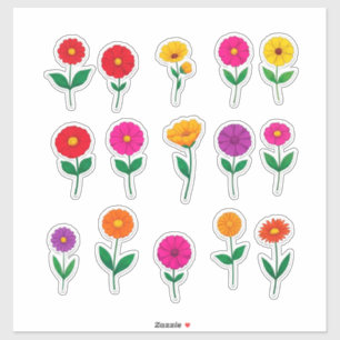 Conjunto de Adesivos de Flores Coloridas
