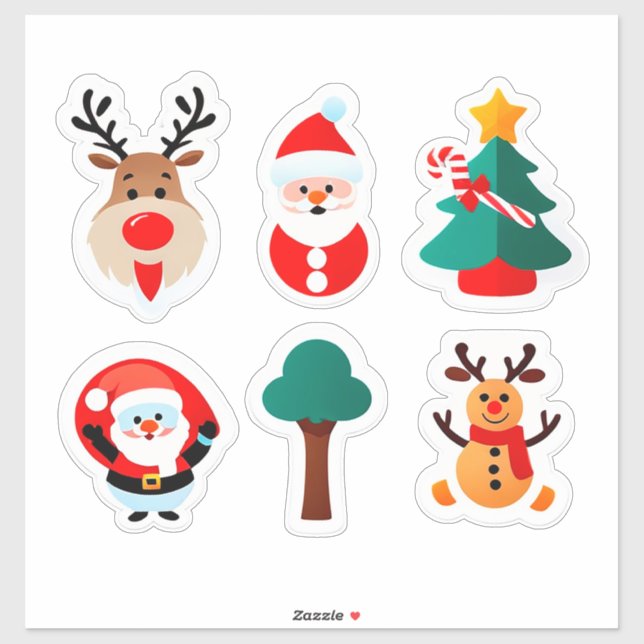 Conjunto de Adesivos de Natal Festivo (Folha)