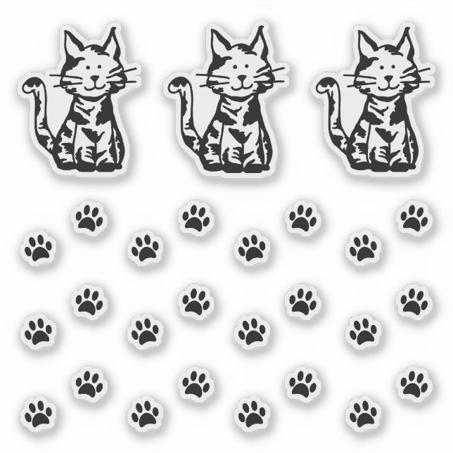 Conjunto de Adesivos de Pegadas de Três Gatos Pret (Frente)