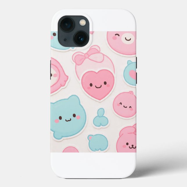 Conjunto de Adesivos de Rostos Fofos Kawaii Pastel (Verso)