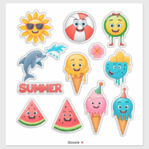 Conjunto de Adesivos de Verão Brilhante