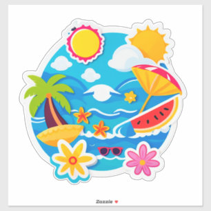 Conjunto de Adesivos de Verão Brilhante