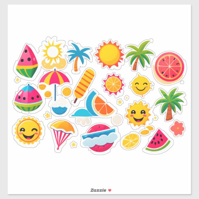 Conjunto de Adesivos de Verão Brilhante (Folha)