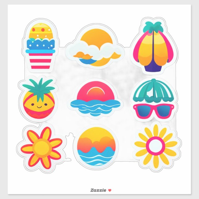 Conjunto de Adesivos de Verão Brilhante (Folha)