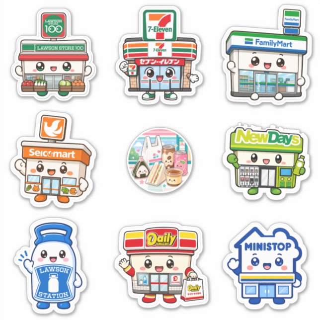 Conjunto de Adesivos de Vinil de Lanche Japonês Ch (Frente)
