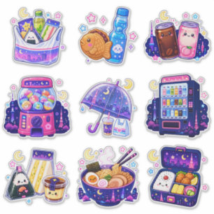 Conjunto de Adesivos de Vinil Kawaii de Lanches No