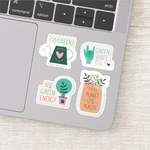 Conjunto de adesivos ecológicos para crachás verde