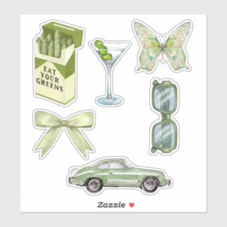 Conjunto de Adesivos Estética Green Coquette | Car