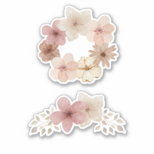 Conjunto de Adesivos Florais Bege e Rosa Design