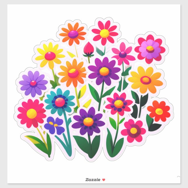 Conjunto de Adesivos Florais Coloridos Com Flores  (Folha)