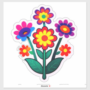 Conjunto de Adesivos Florais Coloridos Com Flores