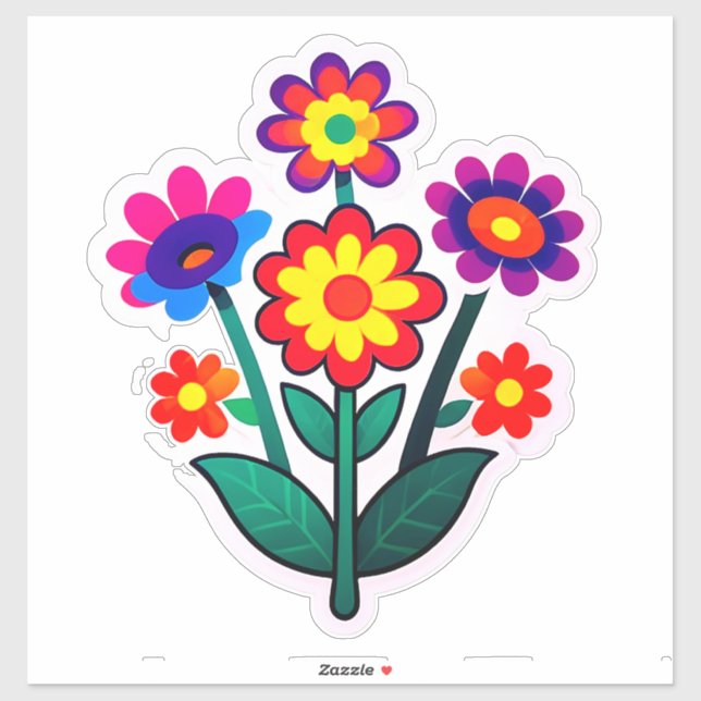 Conjunto de Adesivos Florais Coloridos Com Flores  (Folha)