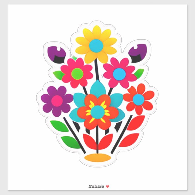 Conjunto de Adesivos Florais Coloridos Com Flores  (Folha)