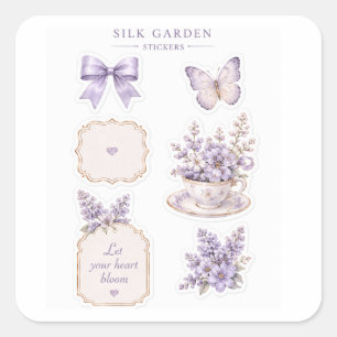 Conjunto de Adesivos Florais Roxos Silk Garden